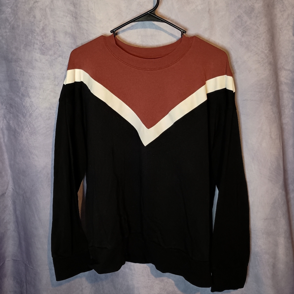 Sweaty‎ Betty Colorblock Chevron Stripe Pullover Crewneck Sweatshirt